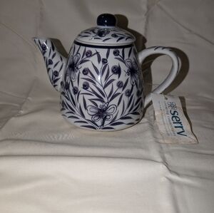Blue and White Ceramic Teapot by Serrv